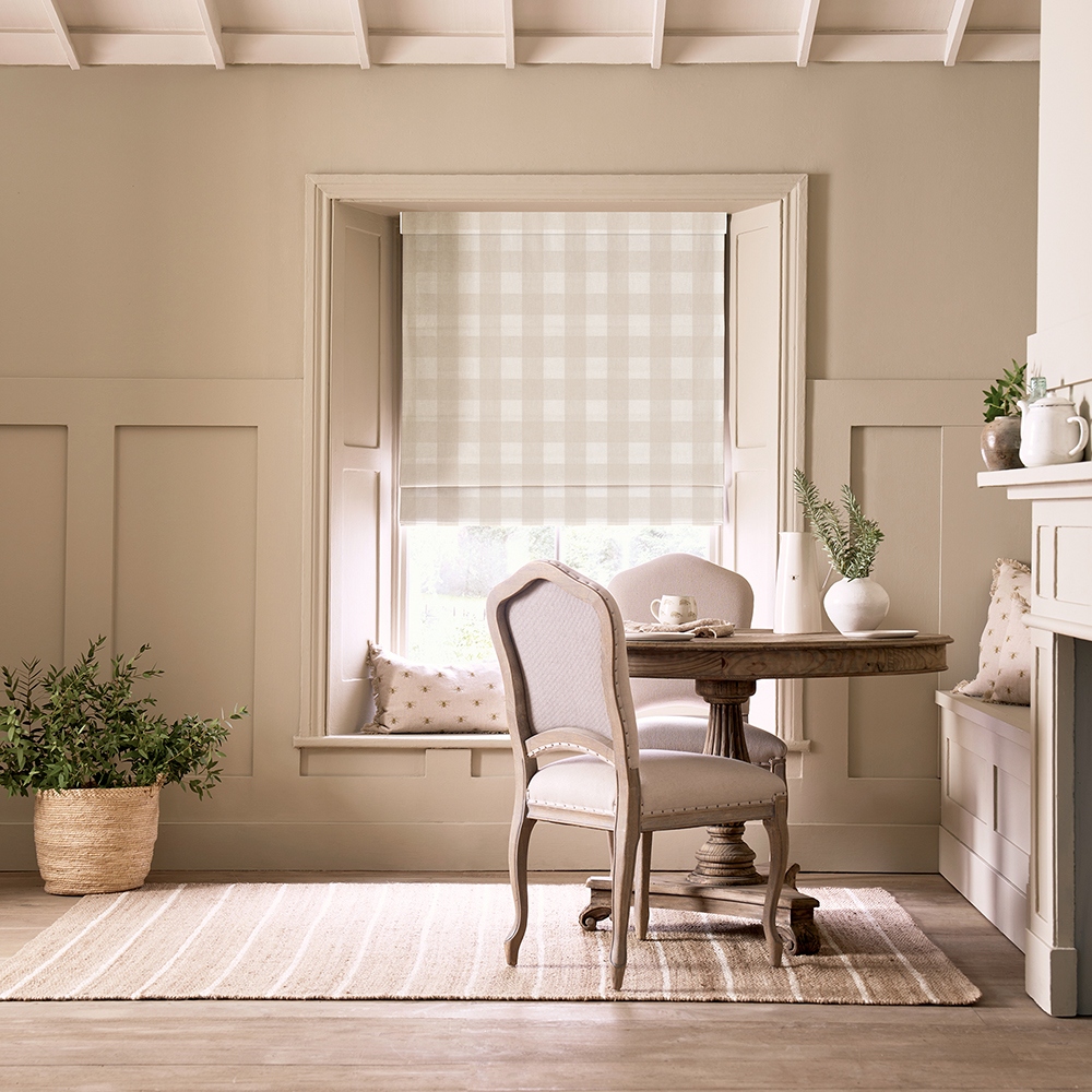 Gingham Off White Roman Blind