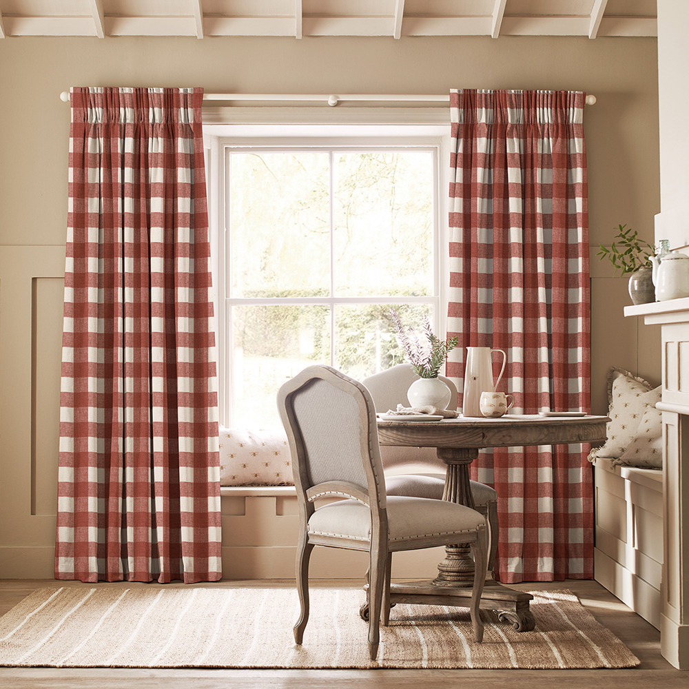 Gingham Rustic Red Curtains