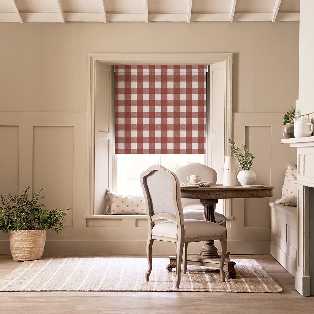Gingham Rustic Red Roller Blind