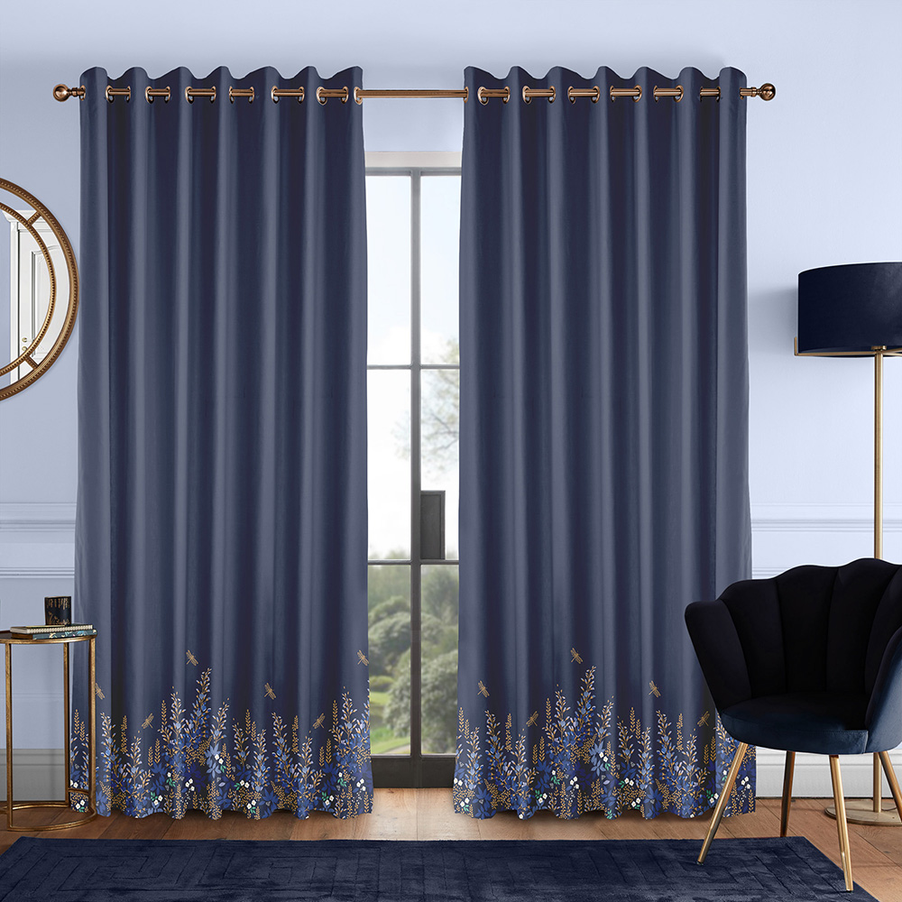 Wisteria Navy Curtains