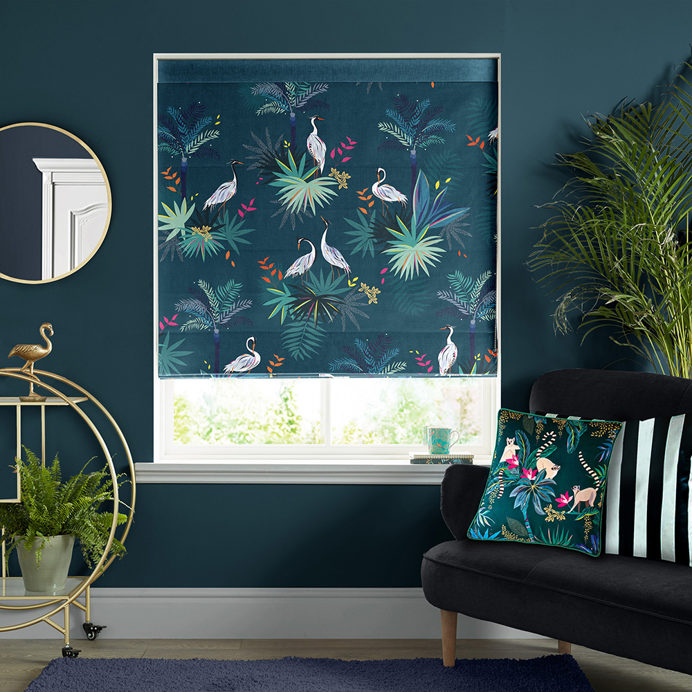 Heron Teal Roman Blind