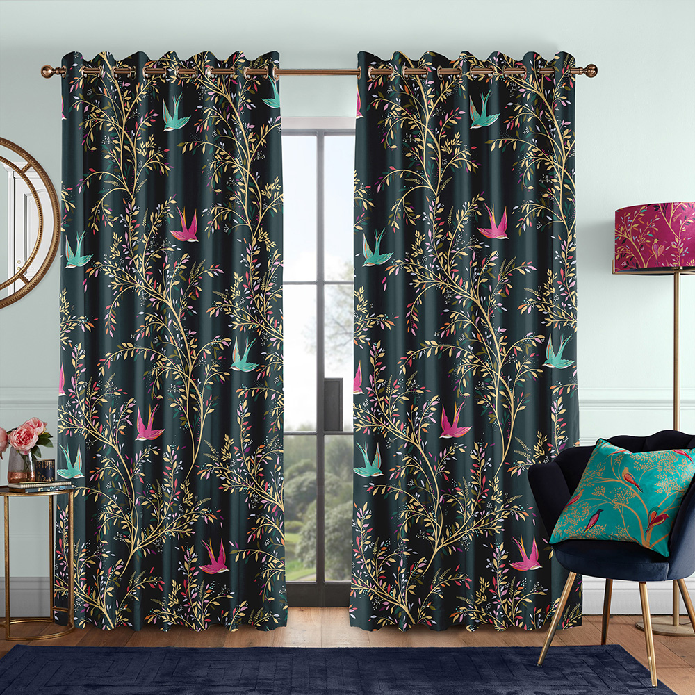 Swallows Forest Green Curtains