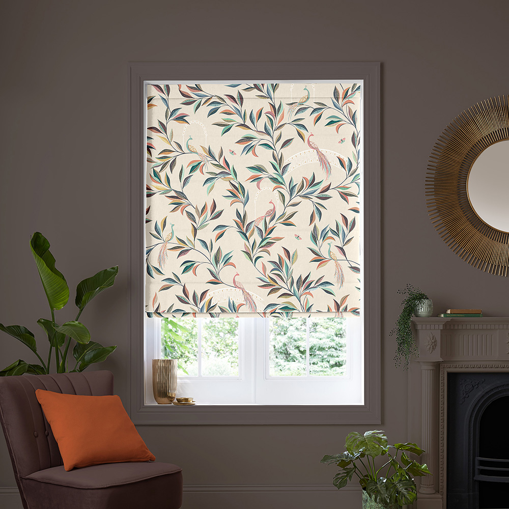 Ornamental Peacock Stone Roman Blind