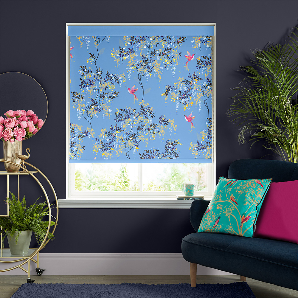 Hummingbird Cornflower Blue Roller Blind
