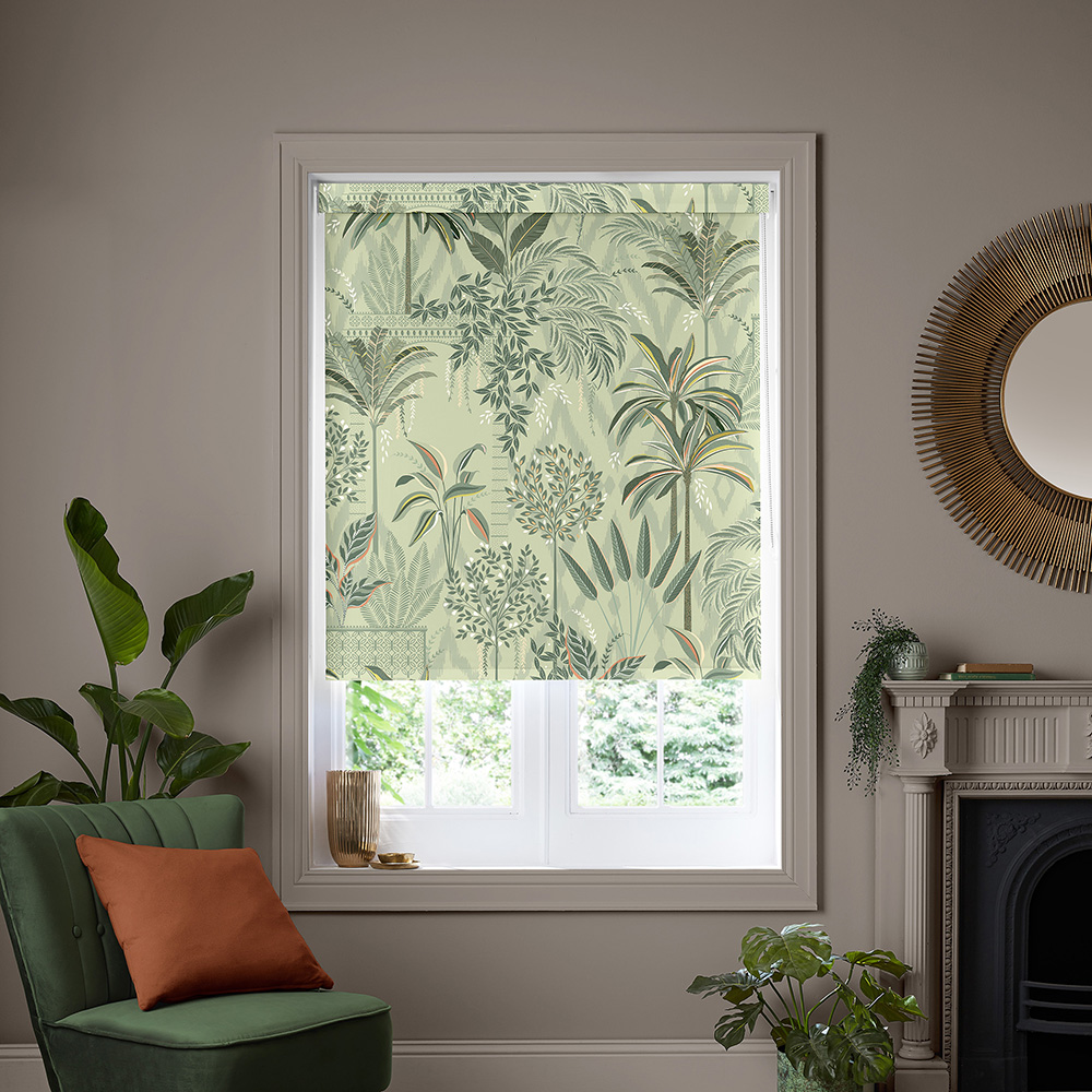 Palm Garden Soft Olive Roller Blind