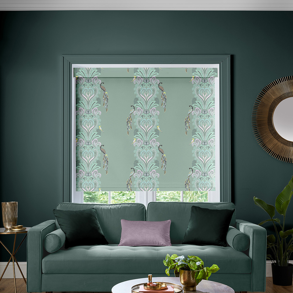 Peacock Filigree Sage Green Roller Blind
