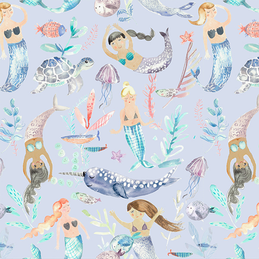Mermaid Party Violet Curtains