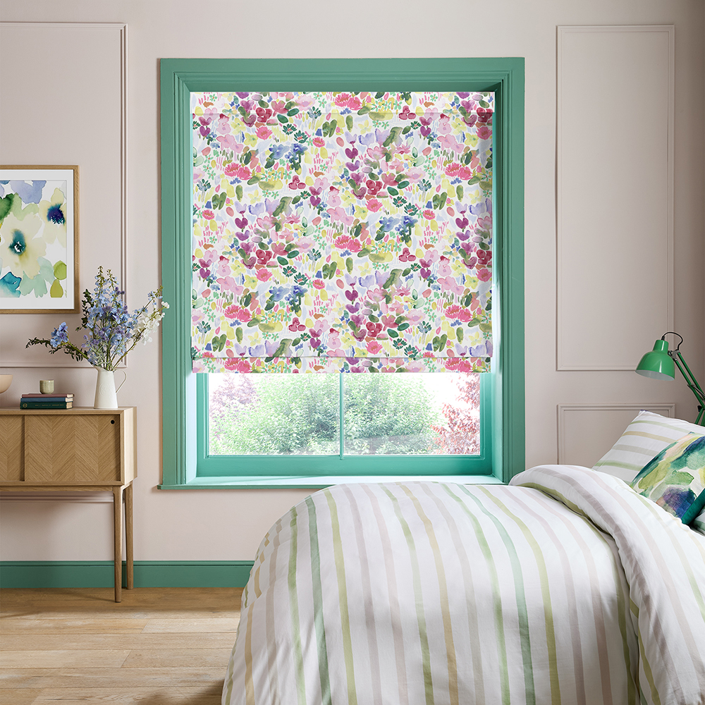 Flora Cerise Roman Blind