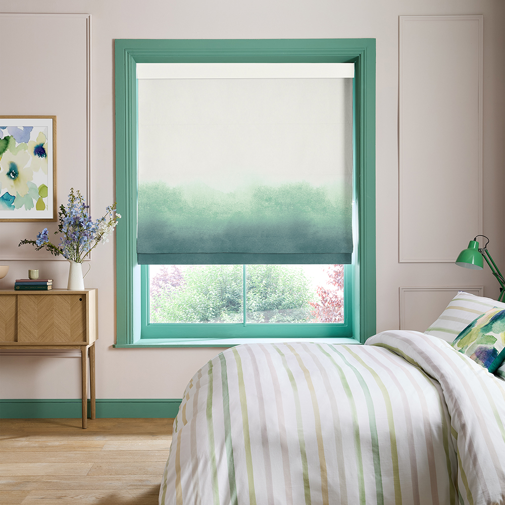 Ombre Teal Roman Blind