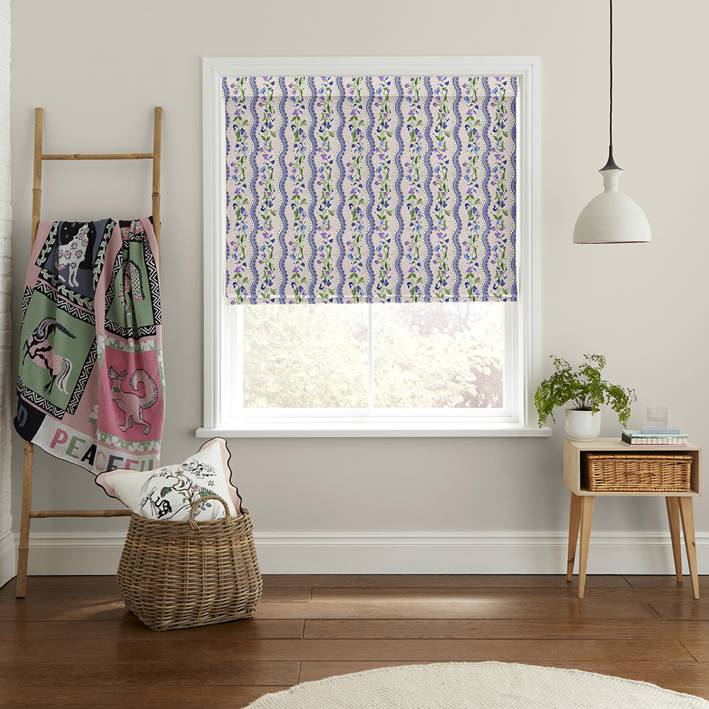 Sweet Pea Stripe Purple Roman Blind