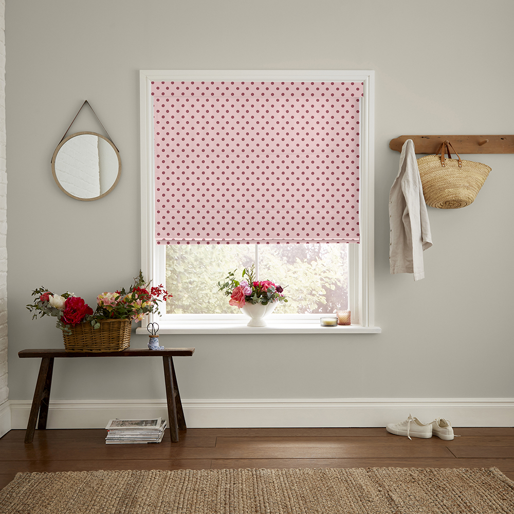 Button Spot Pink & Red Roman Blind