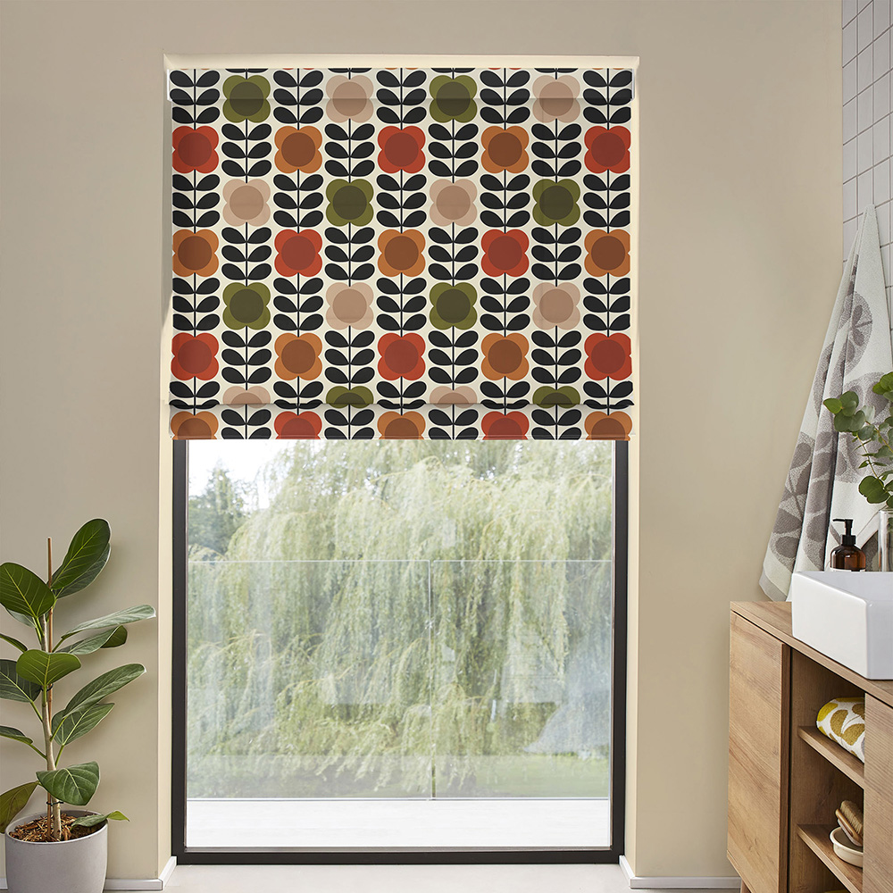 Spot Flower Stem Tomato & Pink Roman Blind