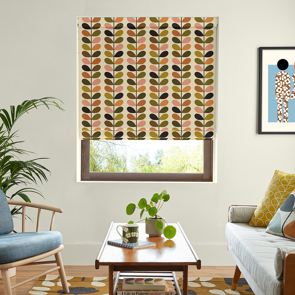 Multi Stem Auburn & Orange Roman Blind