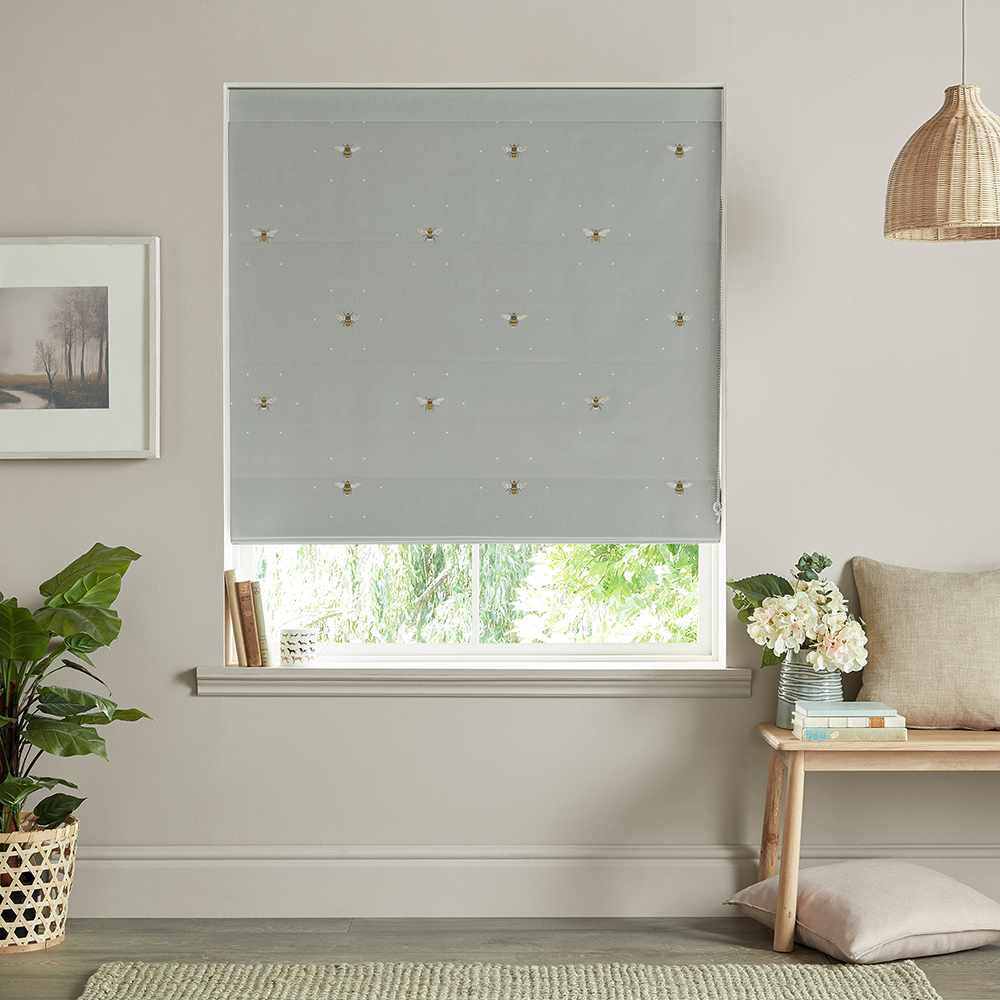 Bee Pale Slate Roman Blind